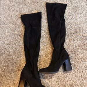 Marc Fisher Black Suede Over-the-Knee Boots